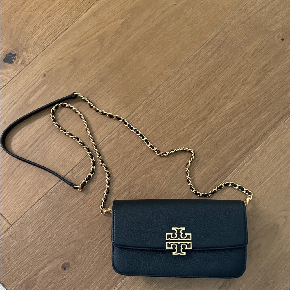 Tory Burch Black Crossbody Bag with Gold Accents